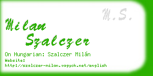 milan szalczer business card